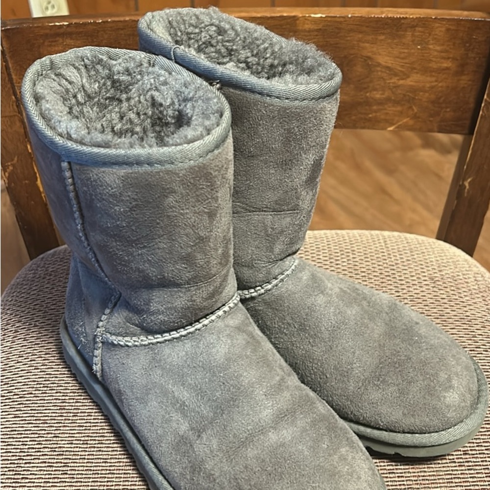 UGG Gray Suede Shearling Boots